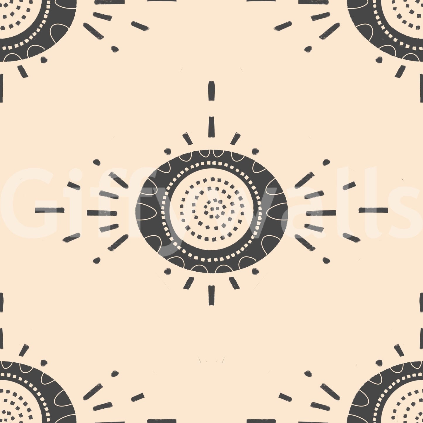 Mid-century modern floral wallpaper in cream

