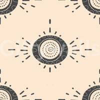 Mid-century modern floral wallpaper in cream

