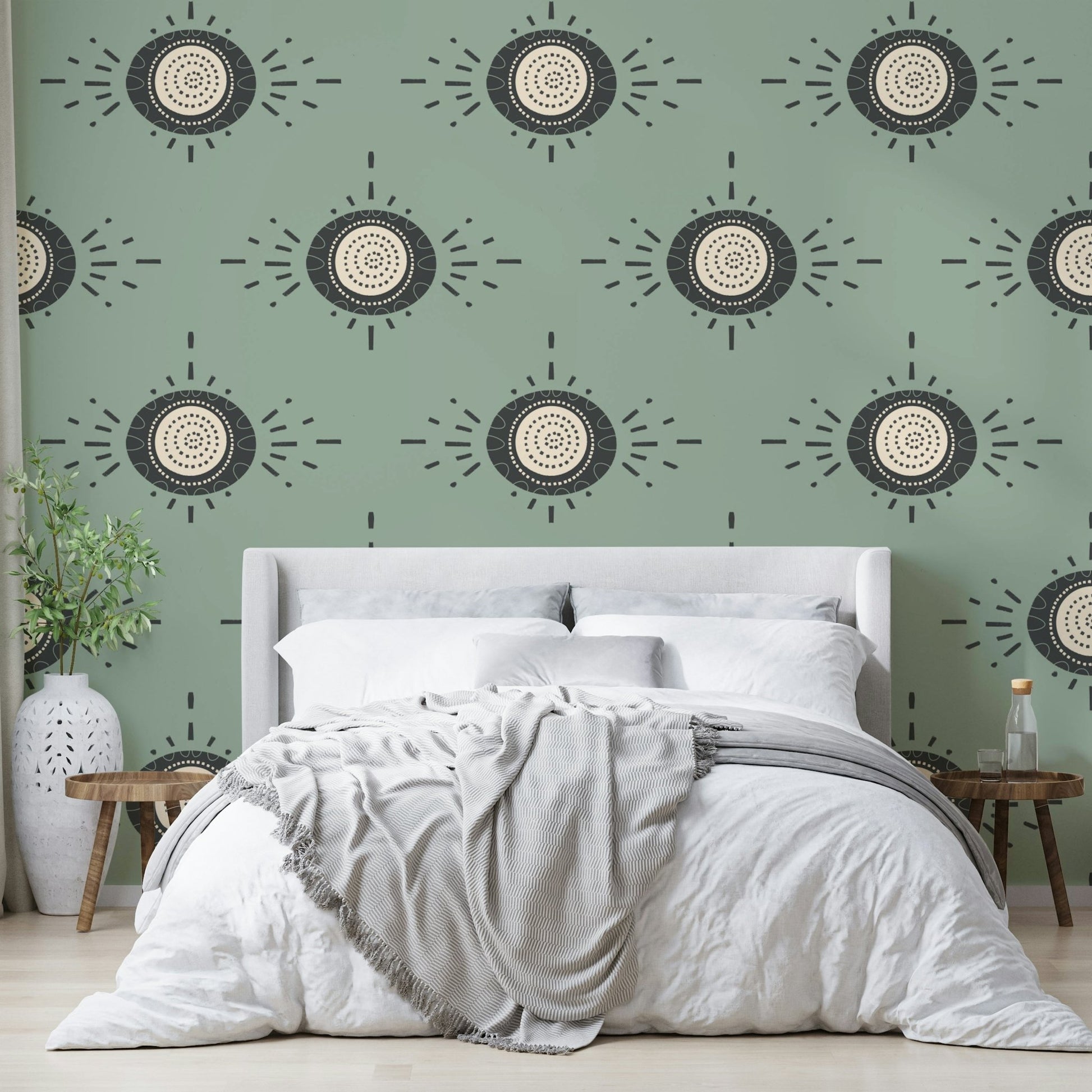 Calm interior with Folk Bloom floral design

