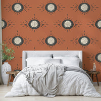 Warm-toned mural with Scandinavian floral design
