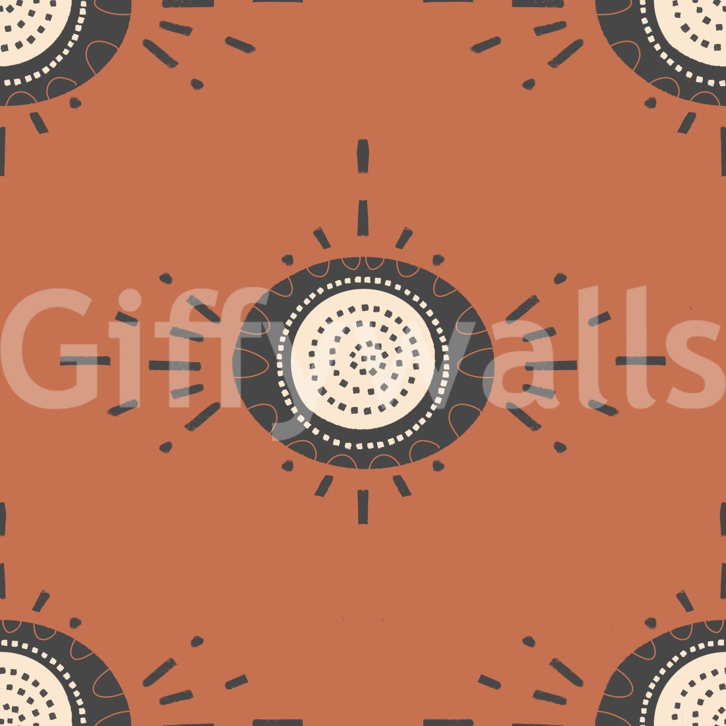 Terracotta Scandinavian wallpaper with simple florals