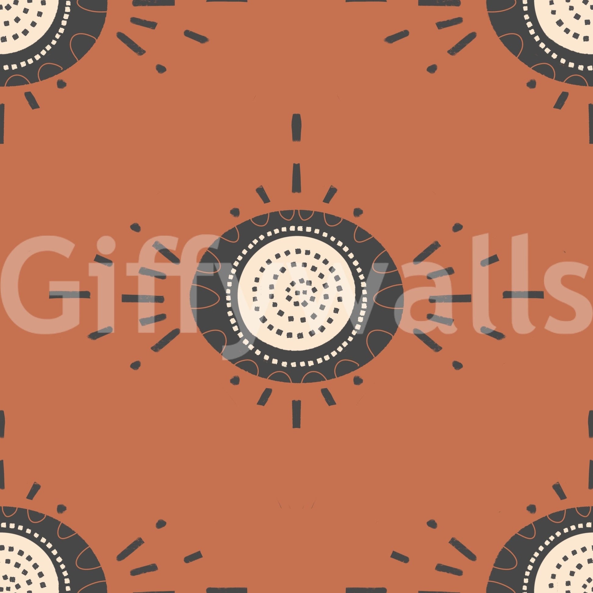 Terracotta Scandinavian wallpaper with simple florals