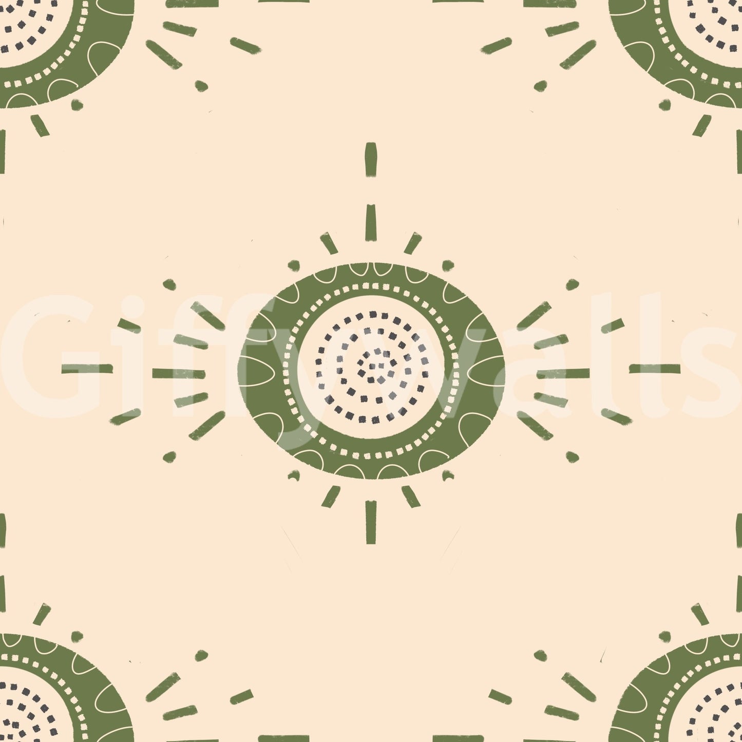 Olive and cream wallpaper in Scandinavian style

