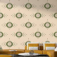 Light botanical mural with structured floral layout


