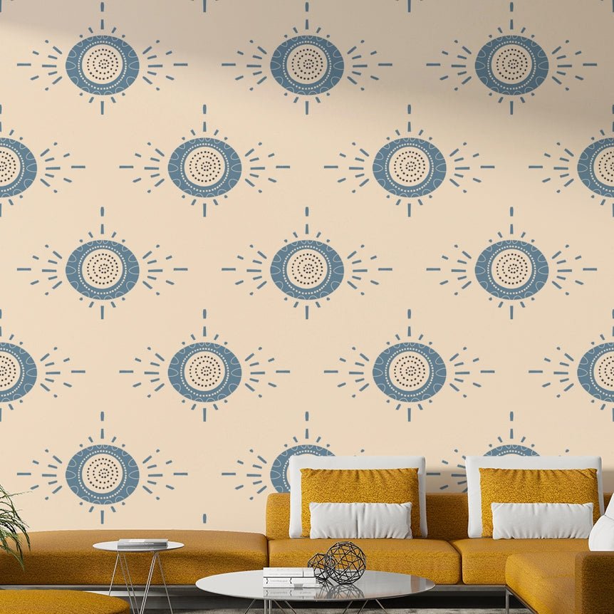 Cream flowers outlined in dusty blue
