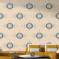 Cream flowers outlined in dusty blue