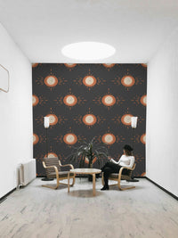 Light terracotta floral pattern with graphic structure

