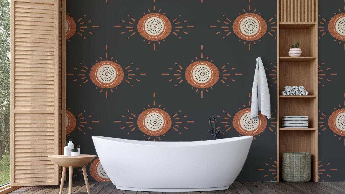 Scandinavian flower mural wallpaper with earthy hues

