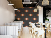 Warm wall mural with soft modern flowers

