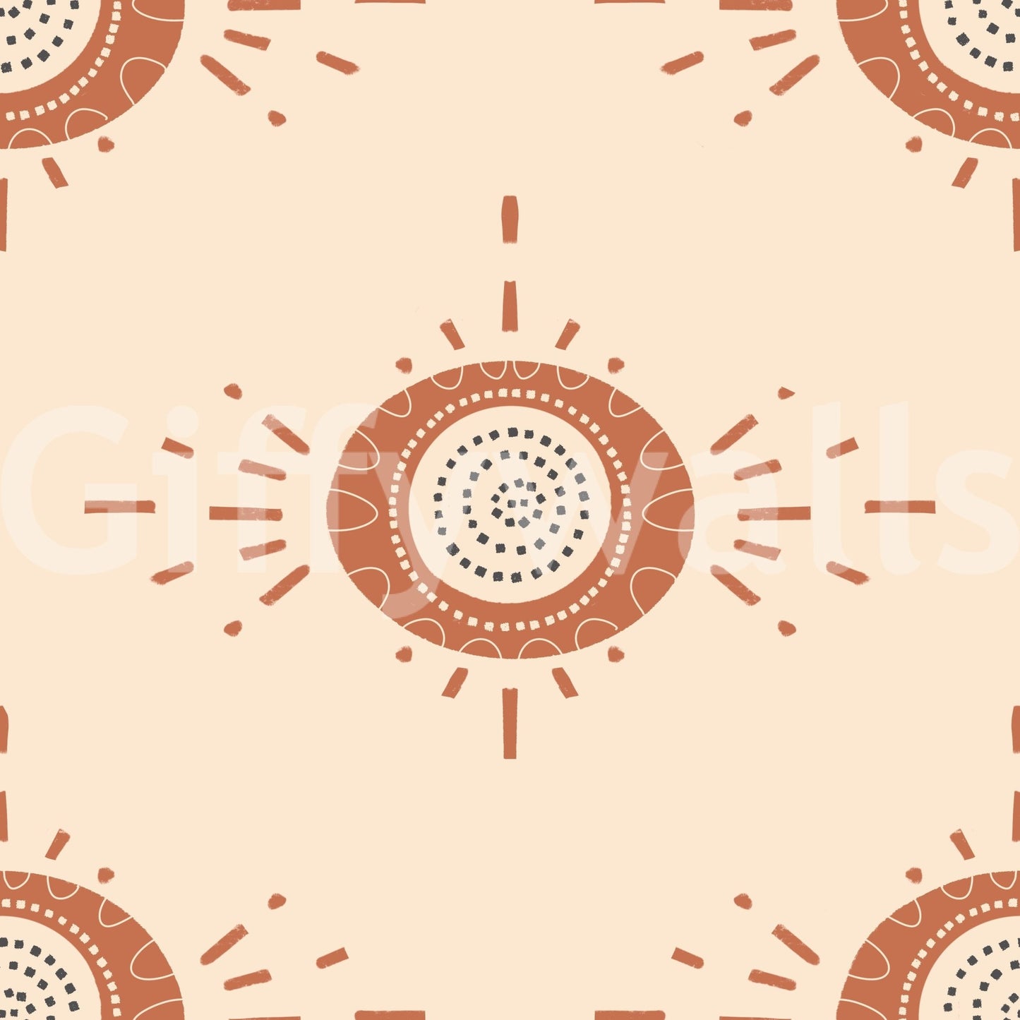 Organic floral wallpaper in soft terracotta palette

