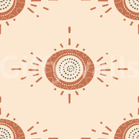 Organic floral wallpaper in soft terracotta palette

