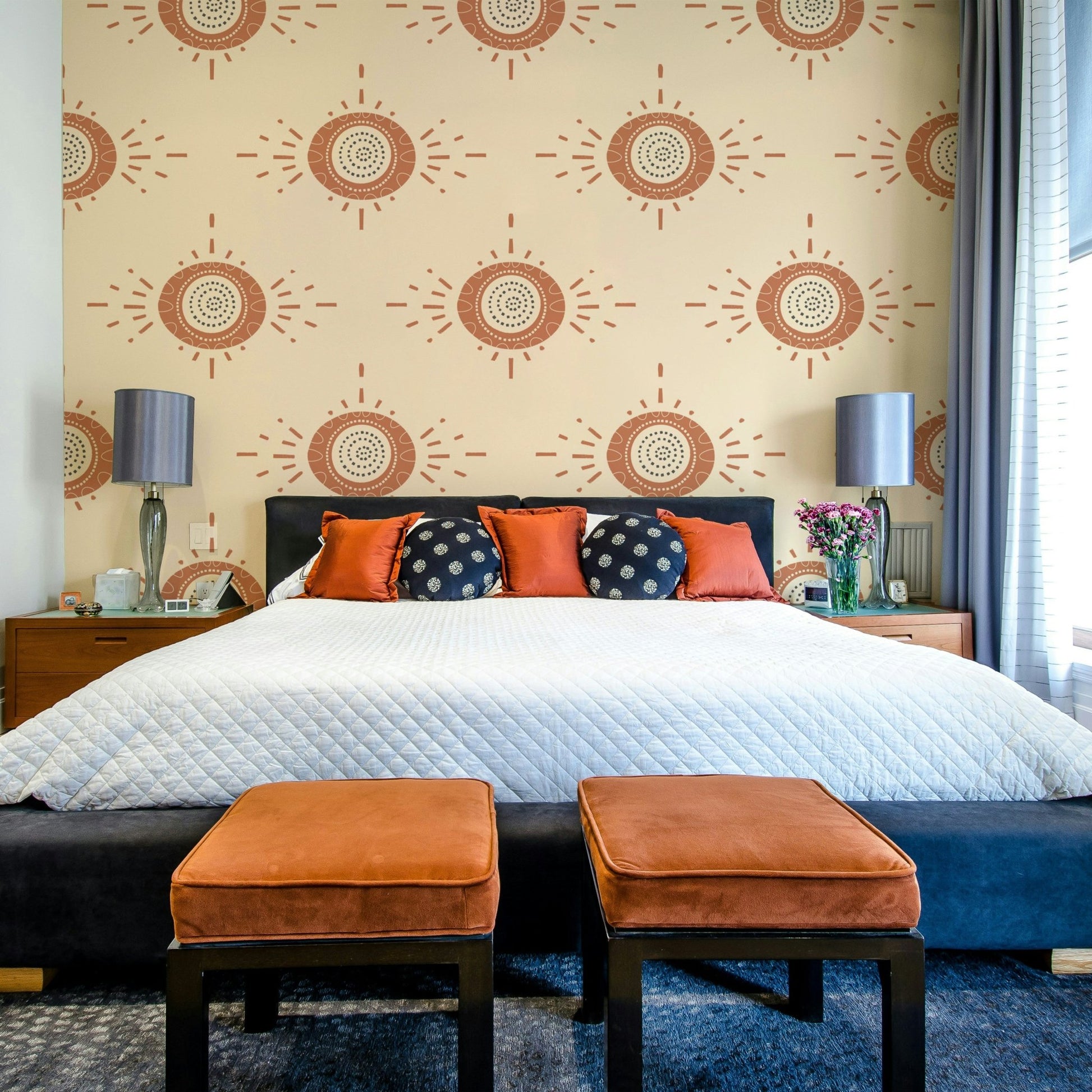 Scandinavian floral design with light terracotta tones

