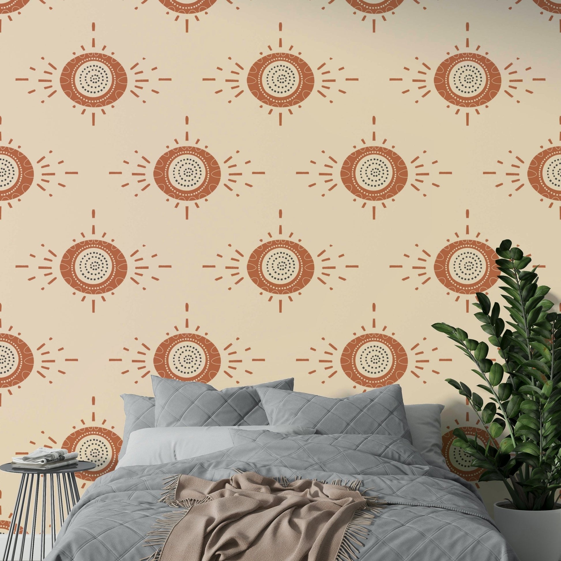 Mid-century modern flower mural wallpaper

