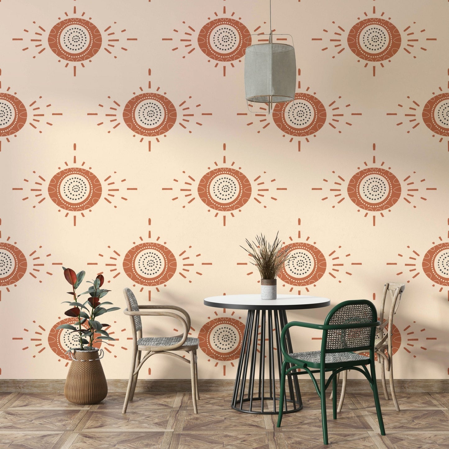 Minimal floral wall mural in Scandinavian style

