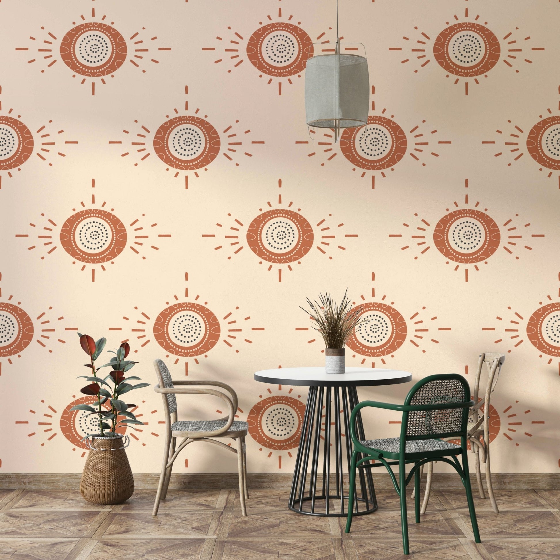 Minimal floral wall mural in Scandinavian style

