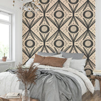 Cream floral pattern on charcoal backdrop
