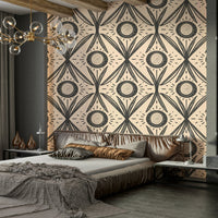 Wall mural with soft flowers and dark base
