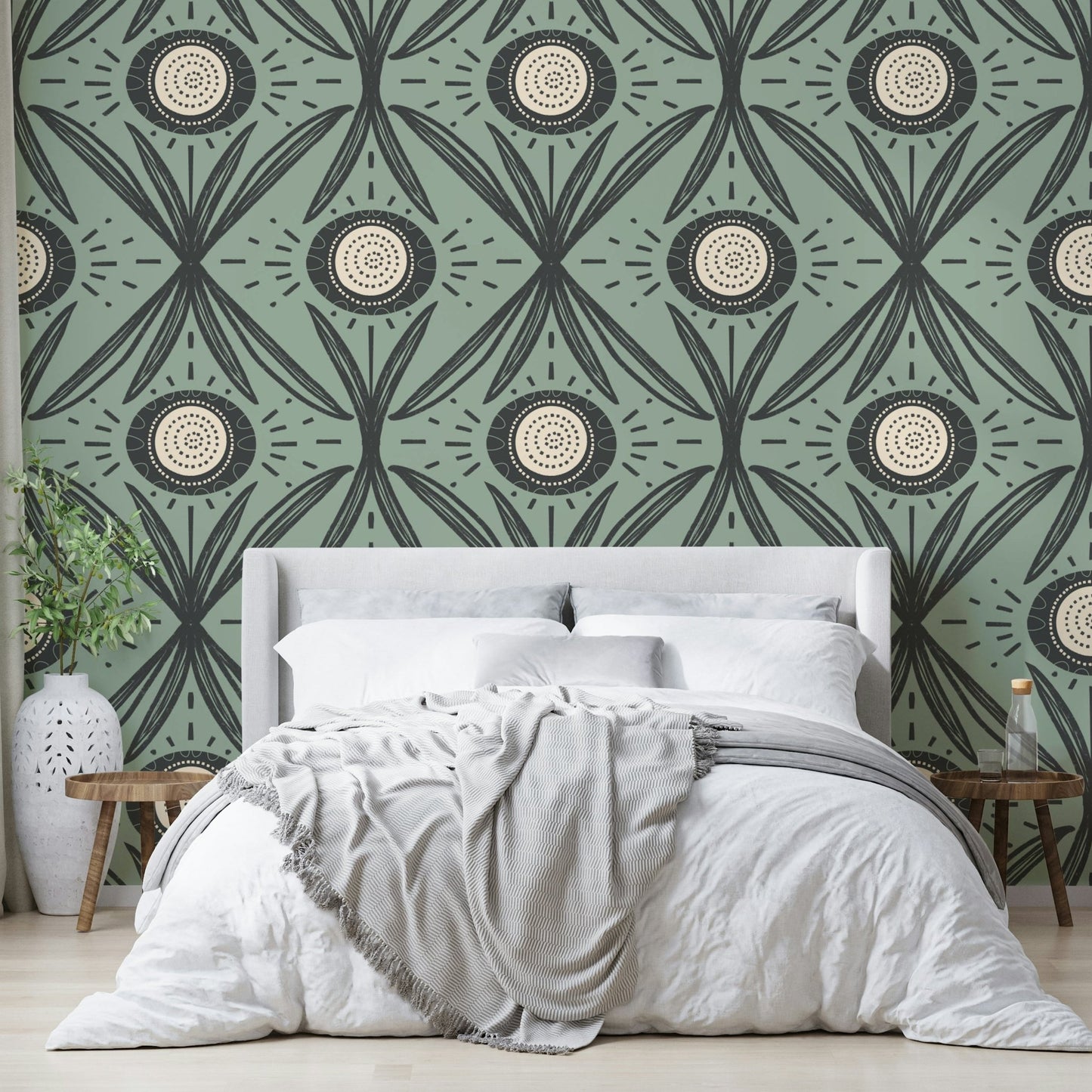 Bold floral mural for living or dining area
