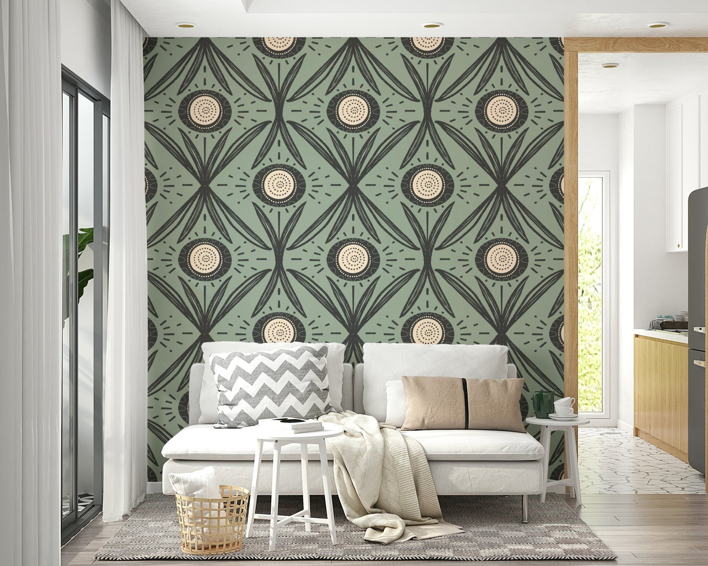 Sage and charcoal floral design
