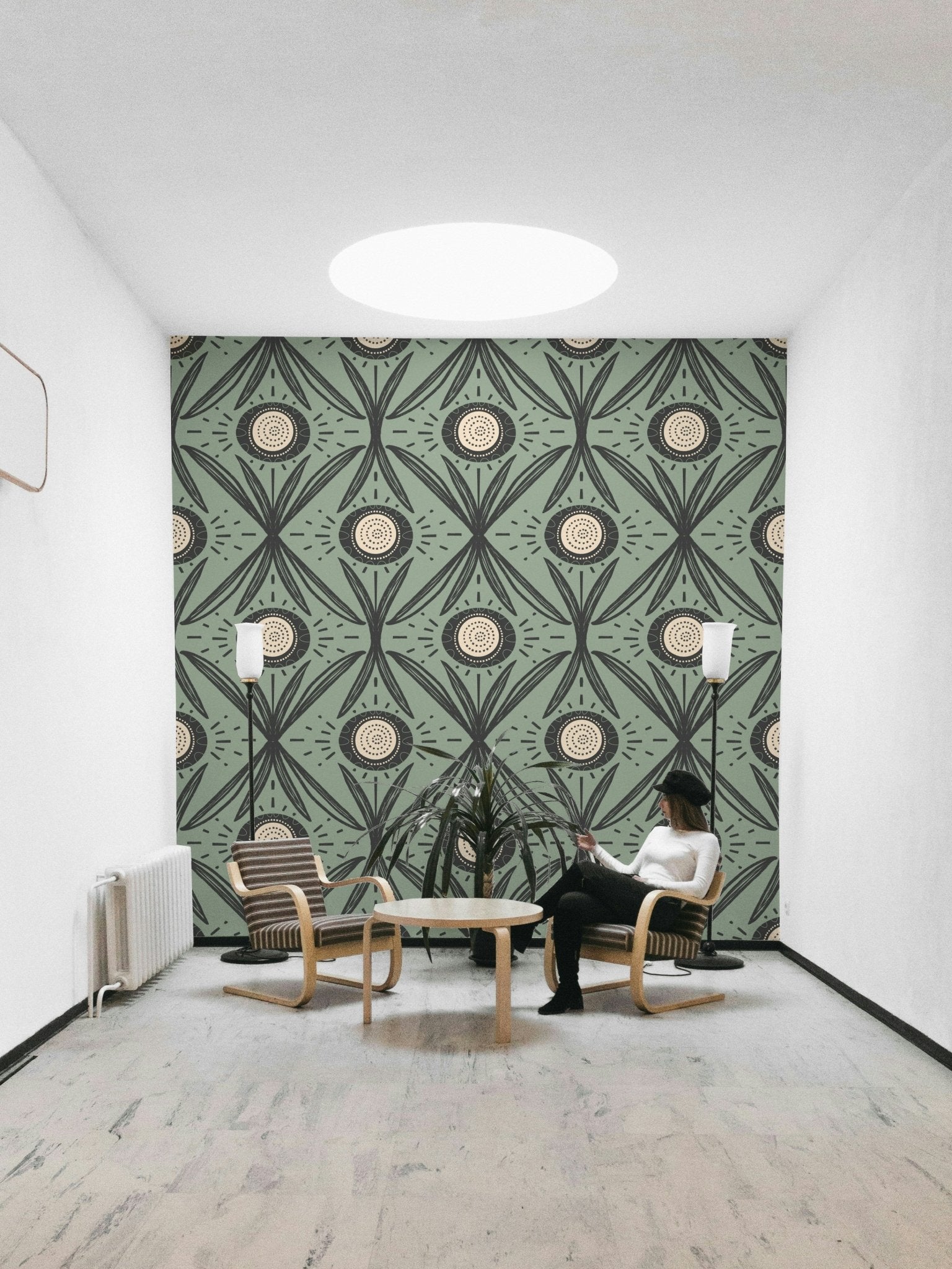 Rustic floral mural wallpaper with modern edge
