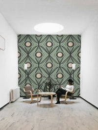 Rustic floral mural wallpaper with modern edge
