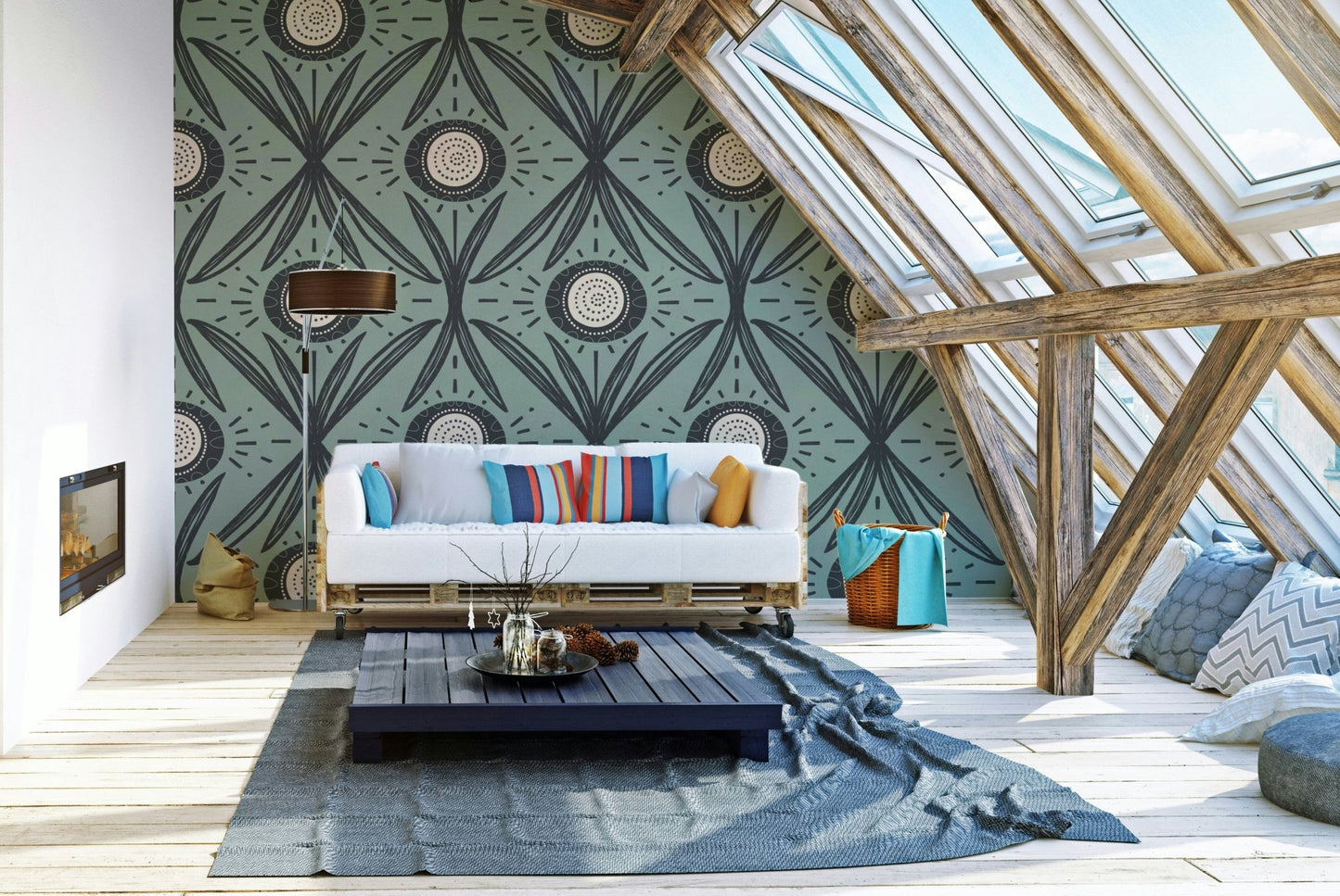 Nature-inspired wallpaper with folk influence
