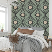 Dark base wallpaper with soft green blooms
