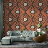 Folk Bloom Radiance Charcoal Terracotta wallpaper
