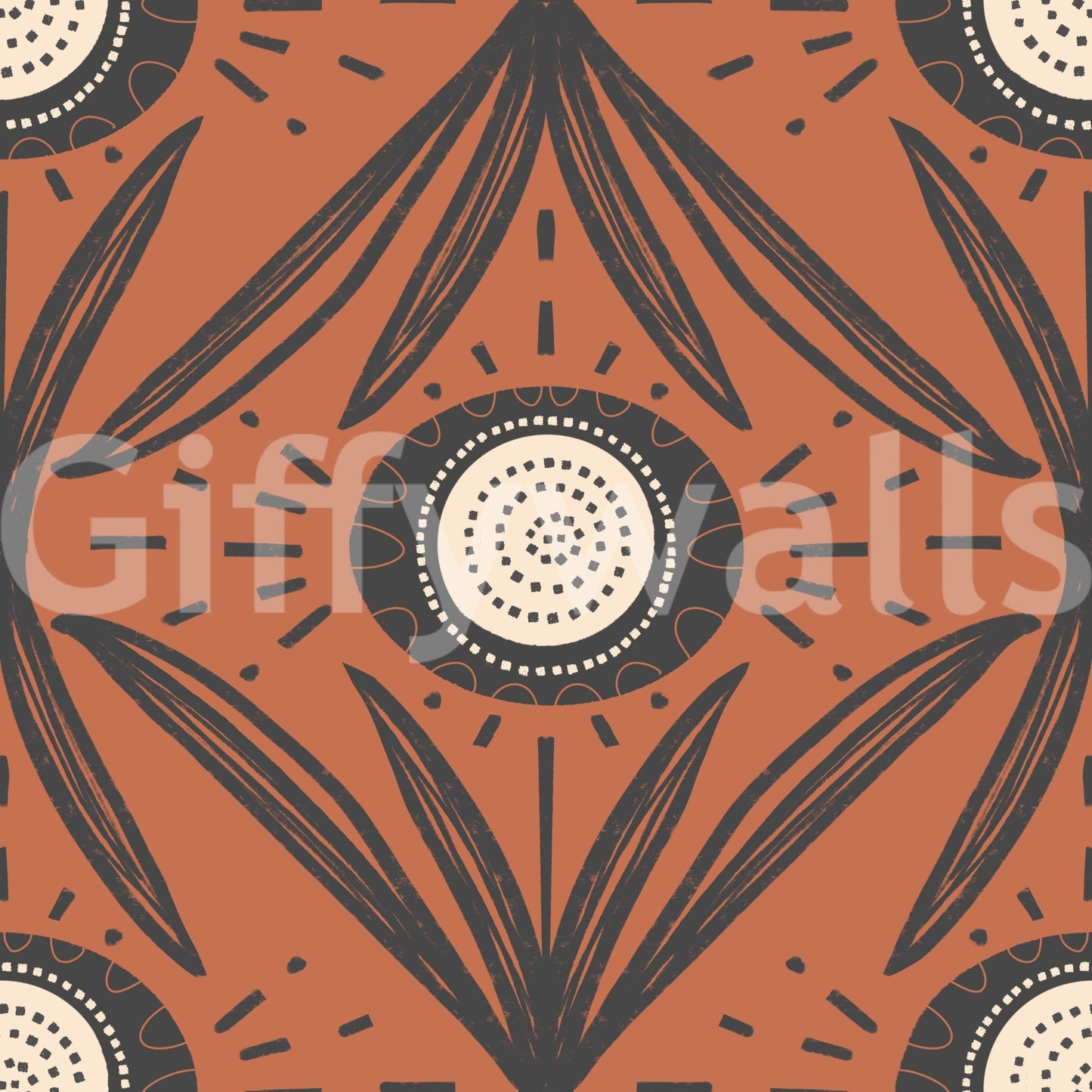 Retro-inspired floral mural for bold spaces
