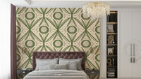Botanical wall mural in olive green, GD2421