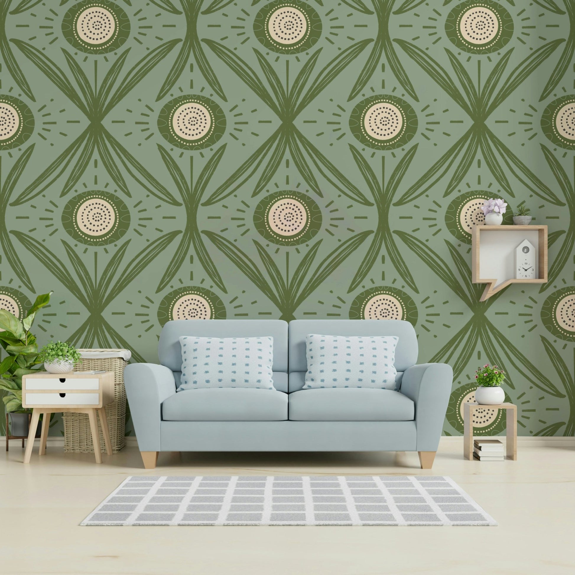 Floral wallpaper with handcrafted pattern
