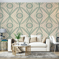 Cream background with sage green florals
