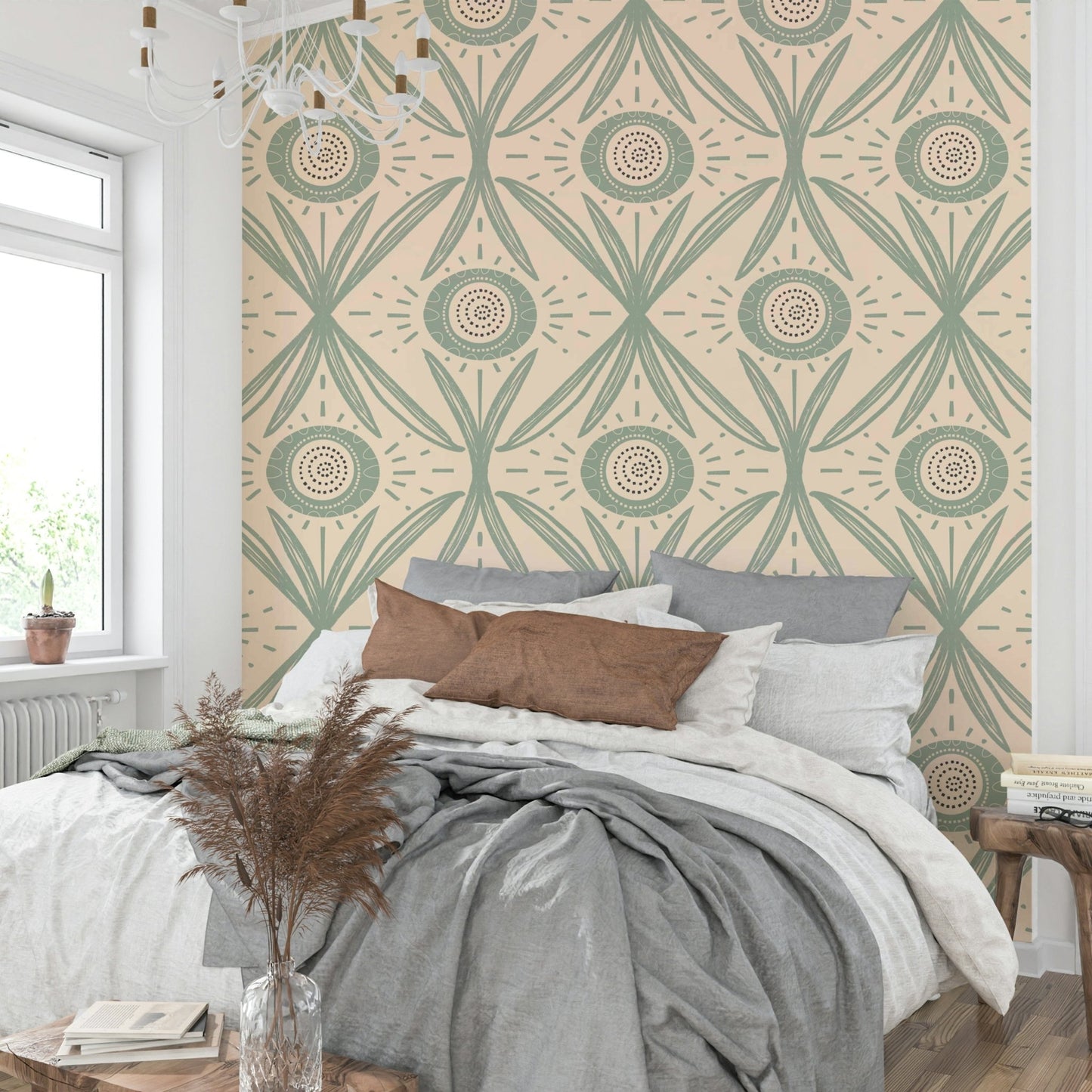 Vintage-inspired floral wall mural
