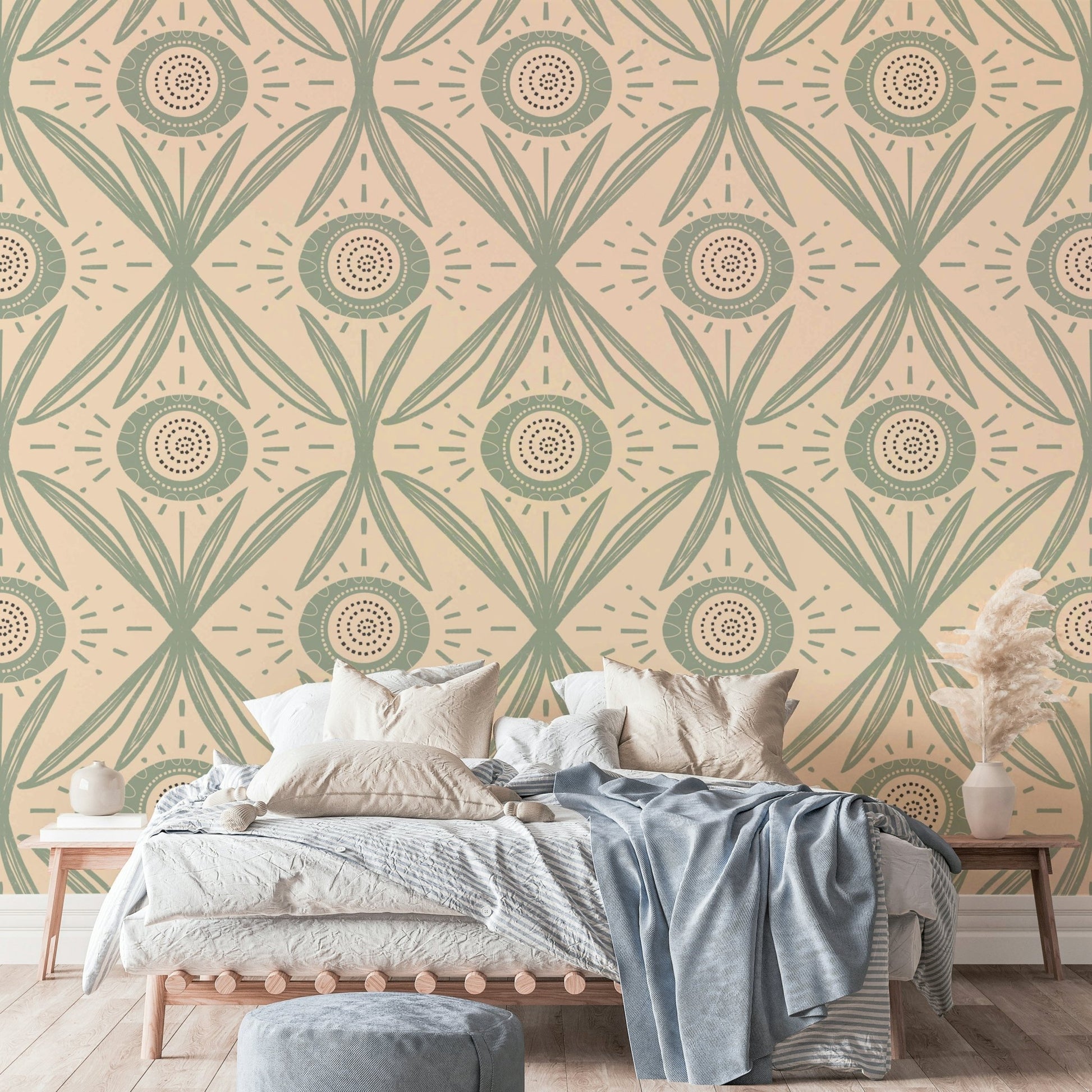 Hand-drawn floral mural for cozy spaces
