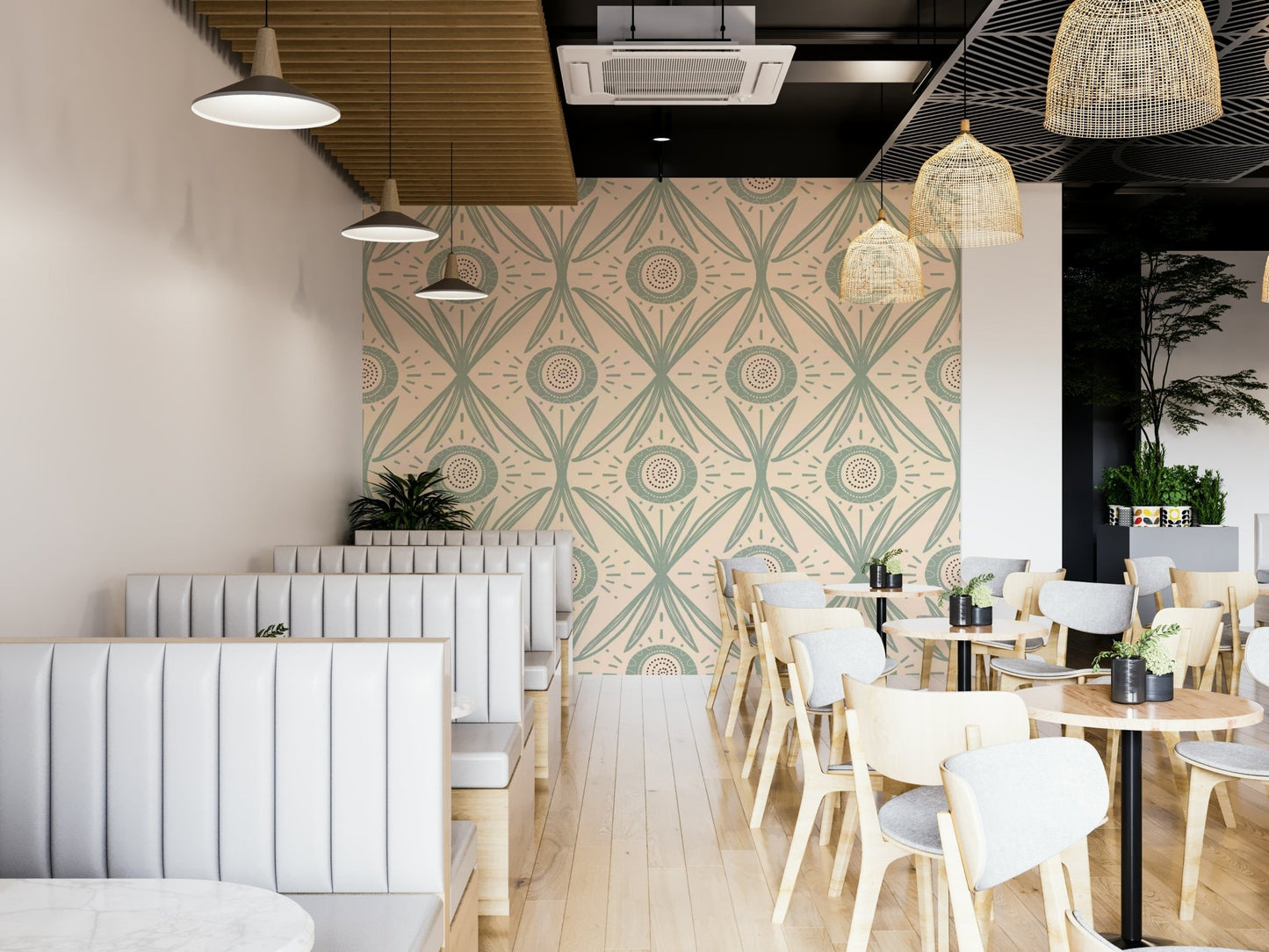 Cottage style wallpaper with muted colors
