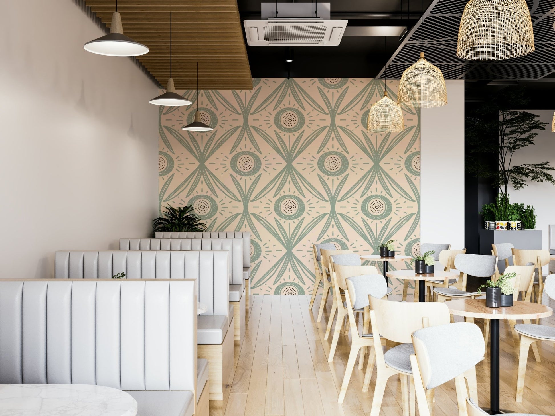 Cottage style wallpaper with muted colors
