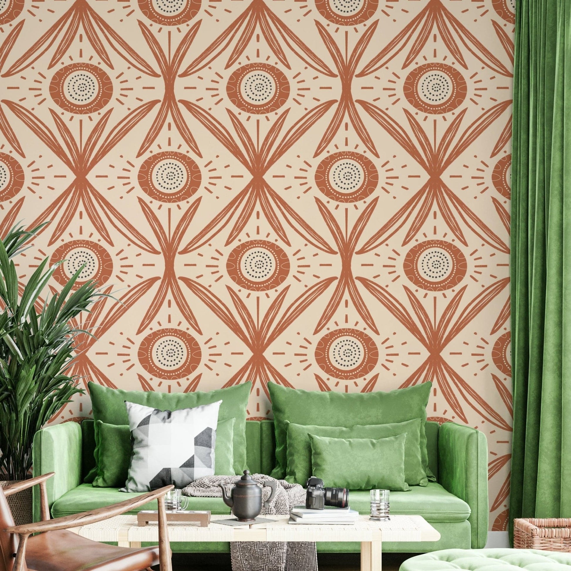 Soft floral print on neutral background
