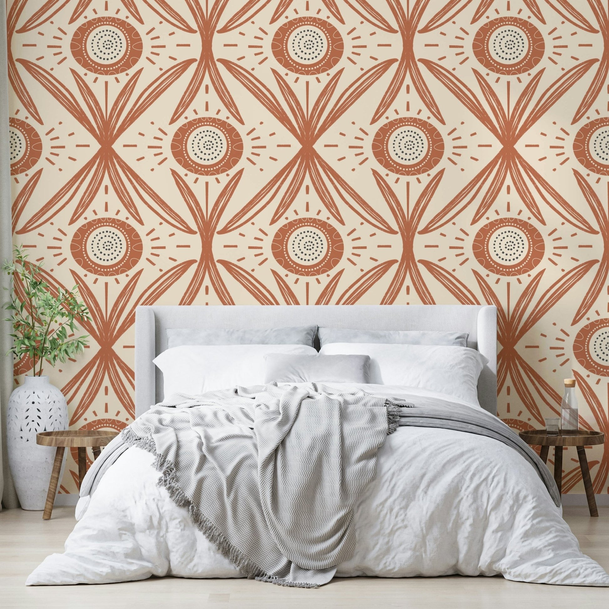 Rustic floral wallpaper with traditional look
