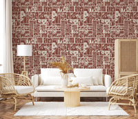 Decorative botanical panels mark the Folk Floral Wallpaper surface