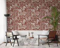 Home office featuring Tilework Wallpaper and Folk Floral panel detail
