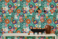 Nature-inspired wallpaper with folk patterns, SUSCT84