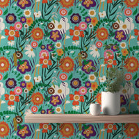 Decorative wall murals with spring flower designs, SUSCT84