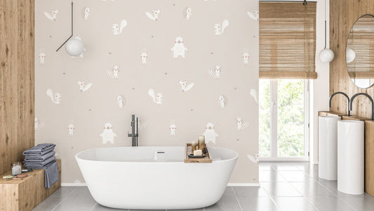 Woodland wallpaper beige animal theme
