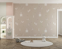 Beige forest animals wall mural
