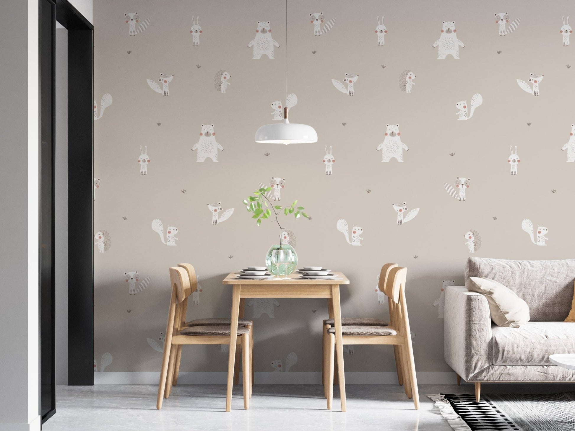 Forest animal beige wall decoration

