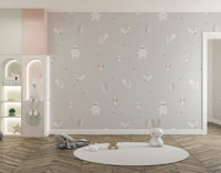 Gray woodland animal mural for rooms
