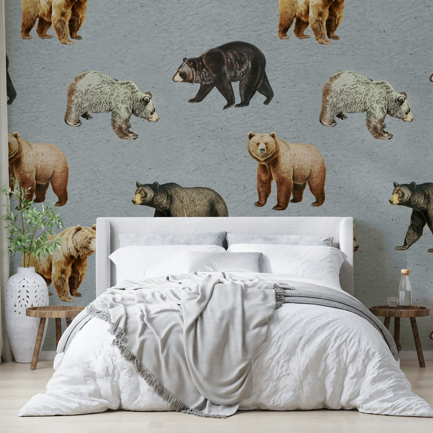 Calm nature wallpaper with bears

