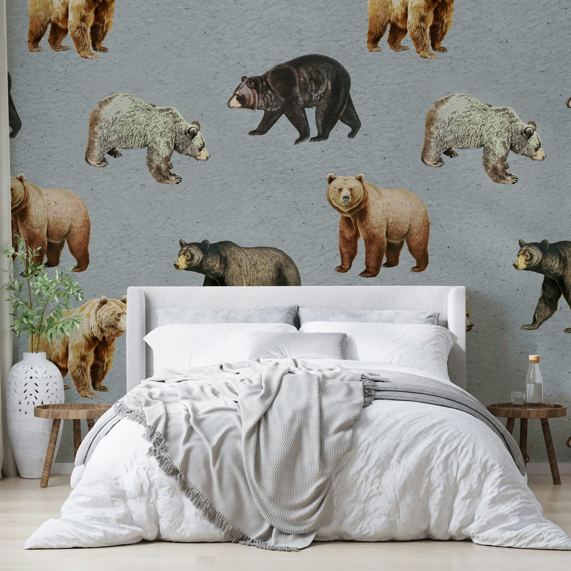 Calm nature wallpaper with bears

