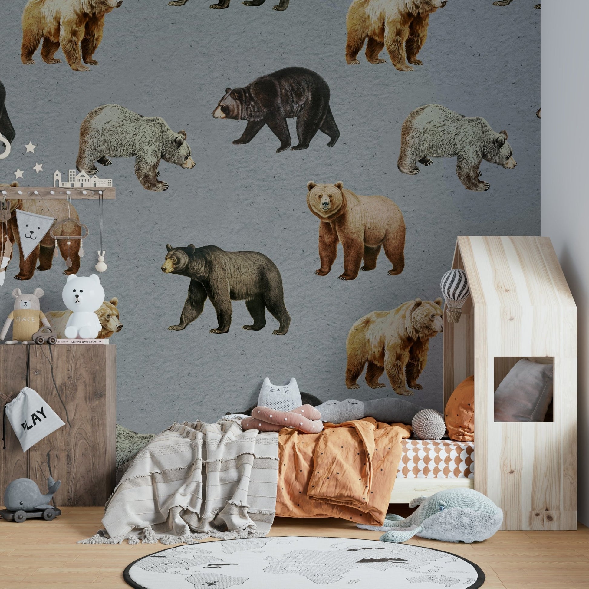 Forest animals in soft tones wallpaper

