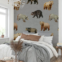 Peaceful forest mural with wildlife

